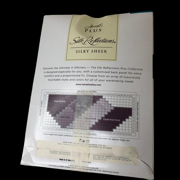 NOS Hanes Plus Silk Reflections Silky Sheer Panty Hose 2 plus Barely There Color - Picture 4 of 6